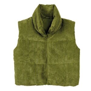 Corduroy Puffer Vest Cropped XL